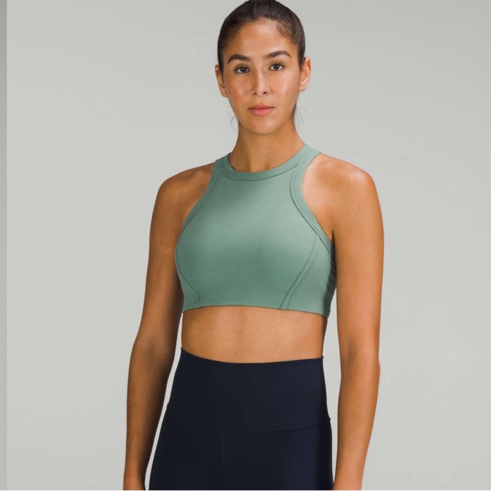 Lululemon Ribbed Nulu High-Neck Yoga Bra or crop top in Tidewater Teal